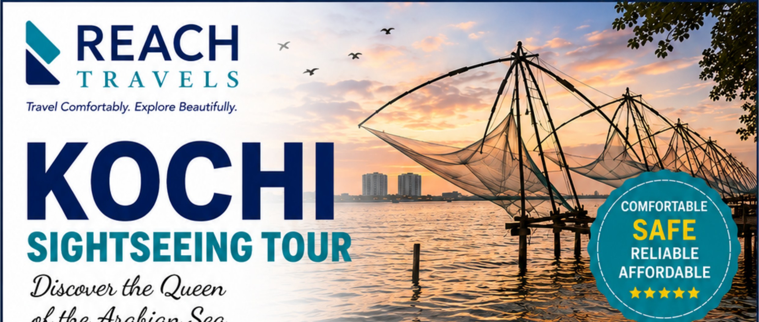 Kochi sightseeing — Chinese fishing nets at sunset