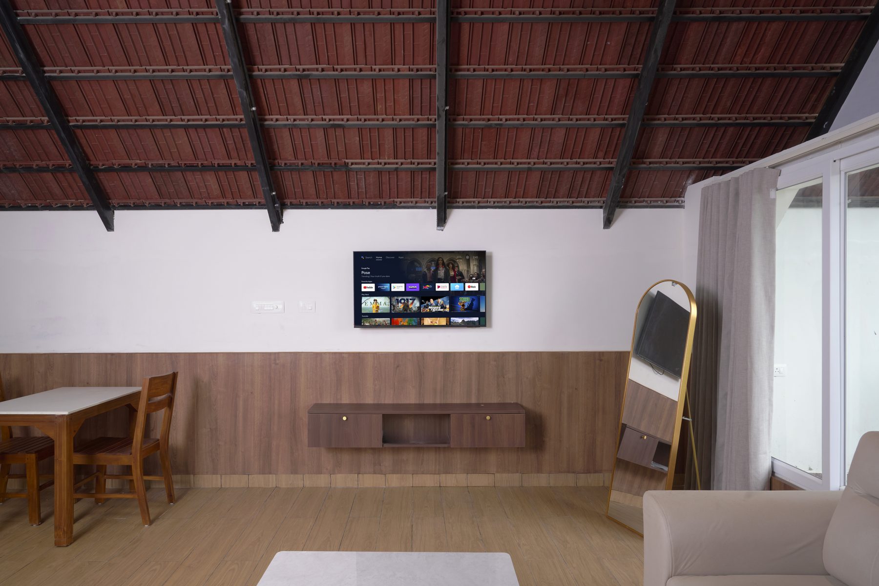 The Reach Vagamon — A-Frame Loft — dining table and smart TV